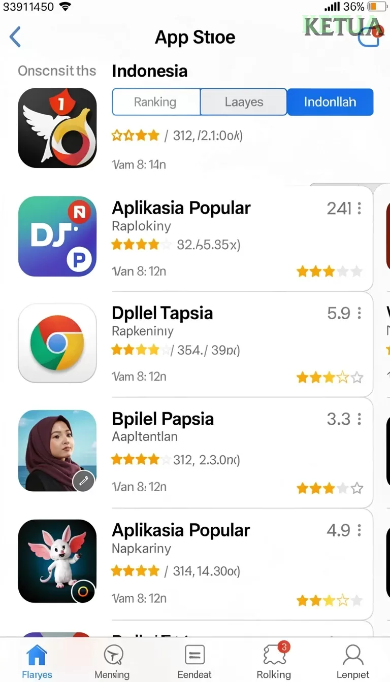 Cuplikan layar IDA777 — menu navigasi